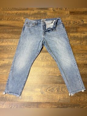 Levi's Premium Denim Wedgie Blue Jeans Womens 34 High Rise Crop Raw Hem